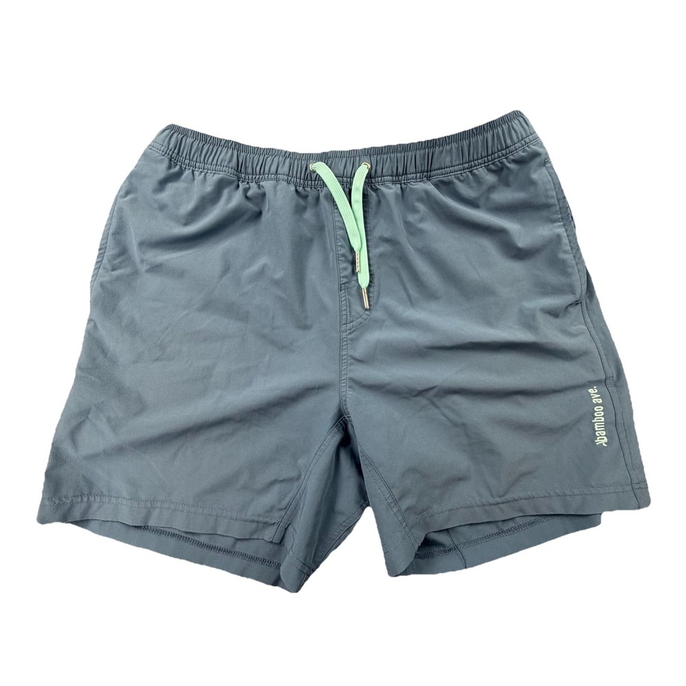 Bamboo Ave Swim Shorts Blue Lined Elastic Waist Quick Dry Men